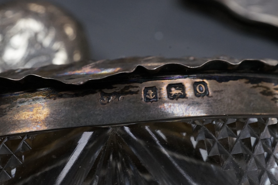 A Dunhill silver plated lighter and seven other items of collectable silver, including a modern silver caddy spoon by Pepper & Hope Ltd, a Victorian silver sovereign case, an Edwardian silver sovereign case, vesta case,